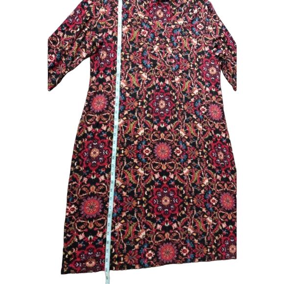 GUC J.Jill Dress Multicolor Floral Relaxed BabyDoll Drape Long Sleeve Boho - Picture 7 of 13